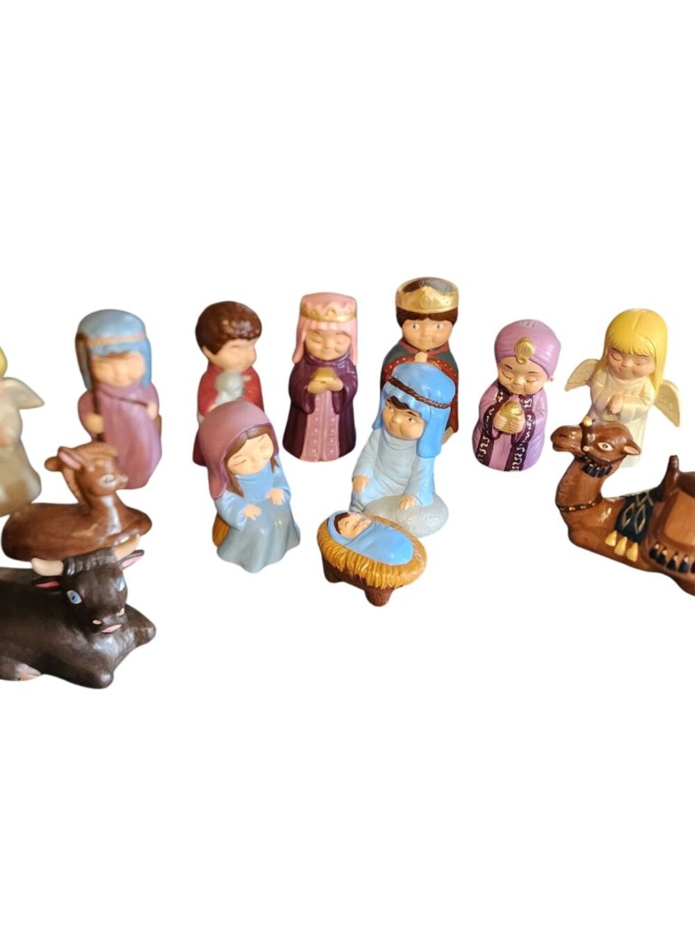 Nativity Set 1960s Mod  - Moppet Children 12 Ceramic Pieces
